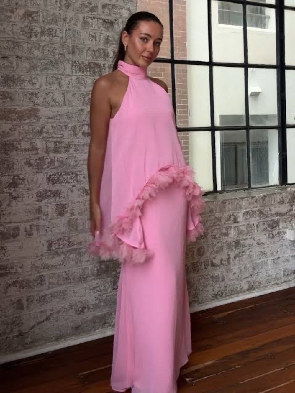 Elliatt Poppy Layered Halter Gown
